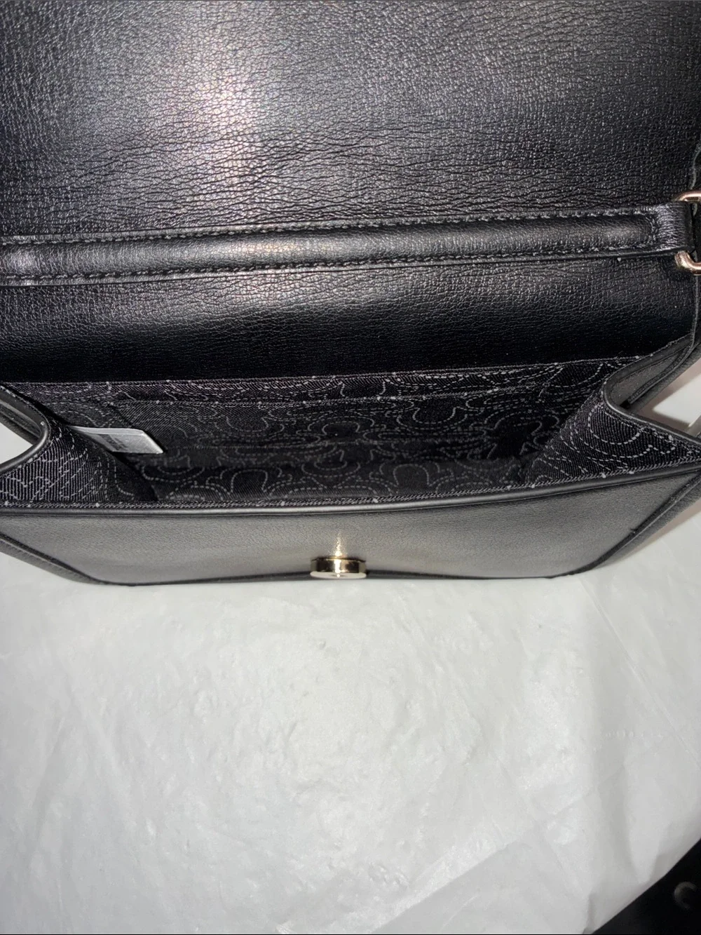 True Religion Black Quilted Studded Crossbody with Gold Chain